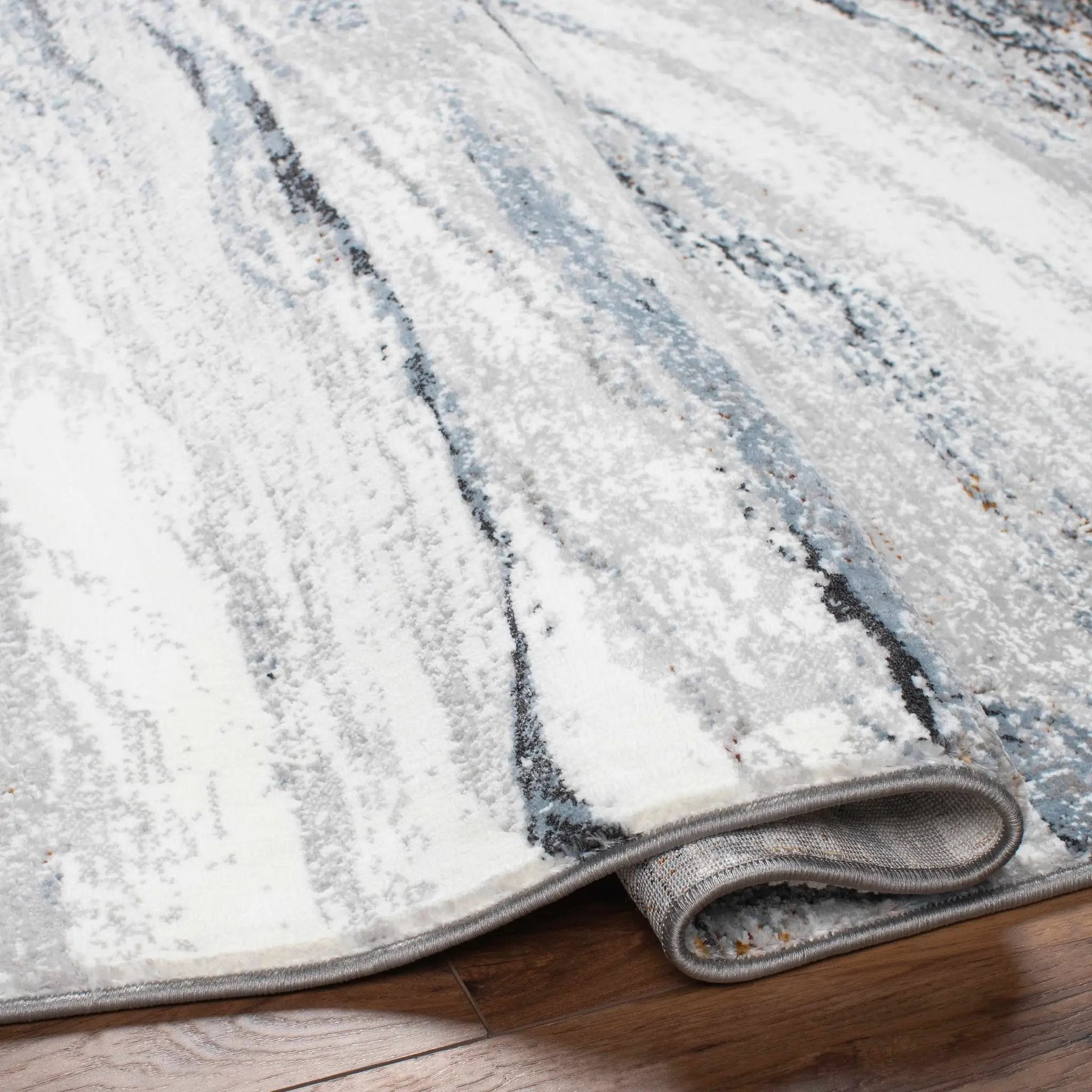 Glain Gray & Blue Marble Area Rug by Boutique Rugs