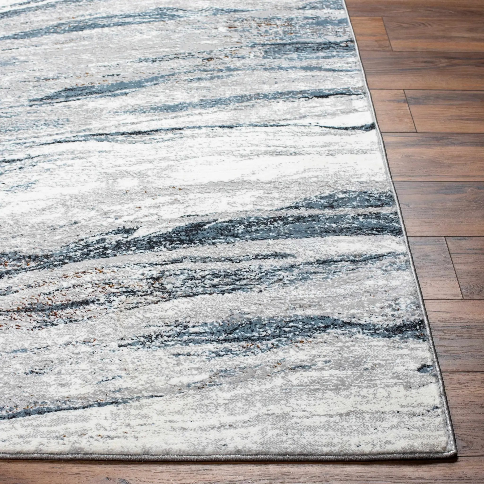 Glain Gray & Blue Marble Area Rug by Boutique Rugs