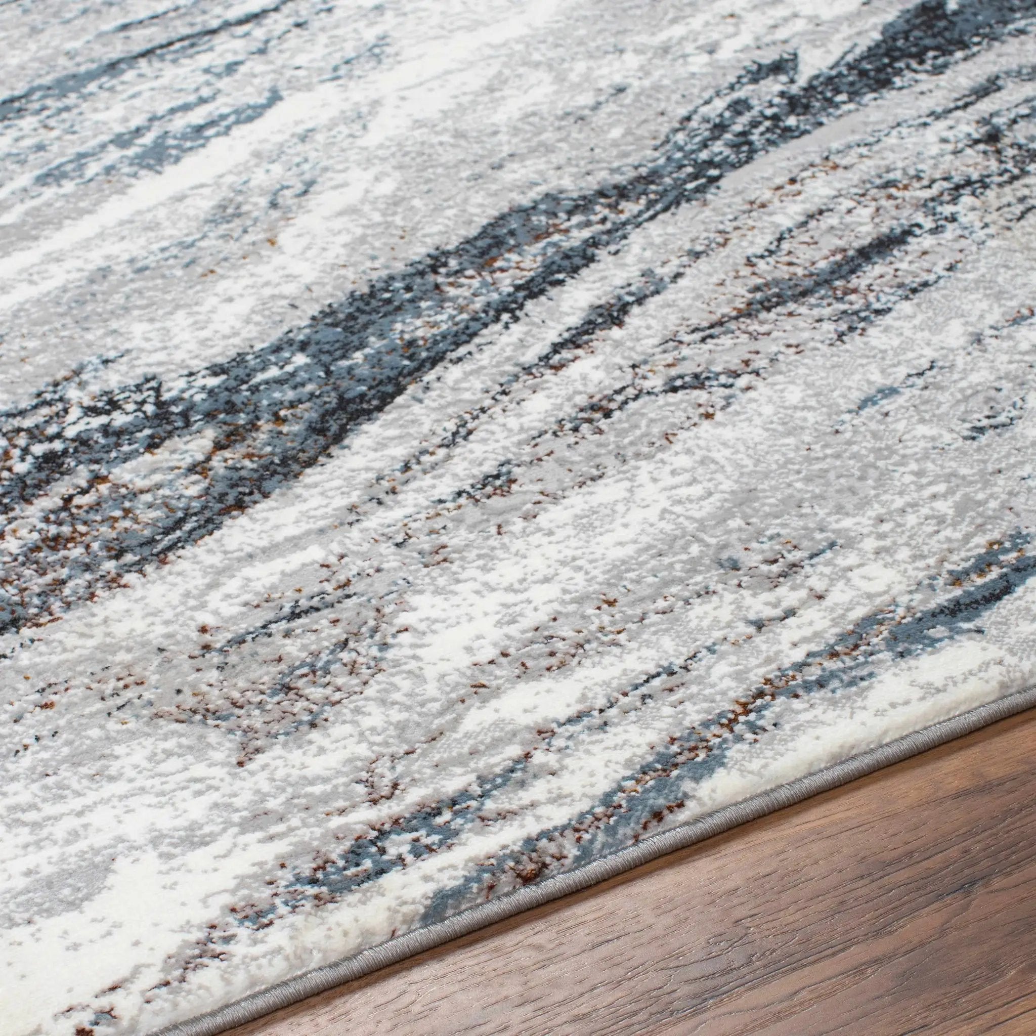 Glain Gray & Blue Marble Area Rug by Boutique Rugs