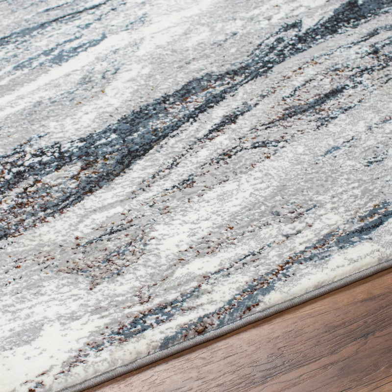Glain Gray & Blue Marble Area Rug by Boutique Rugs
