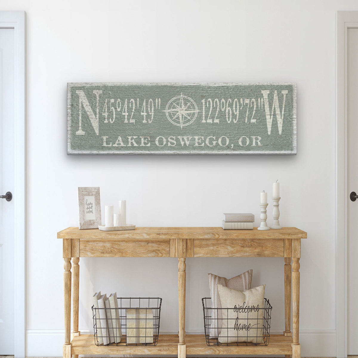Personalized Coordinates Compass Rose Canvas Sign, photo 7 of 14
