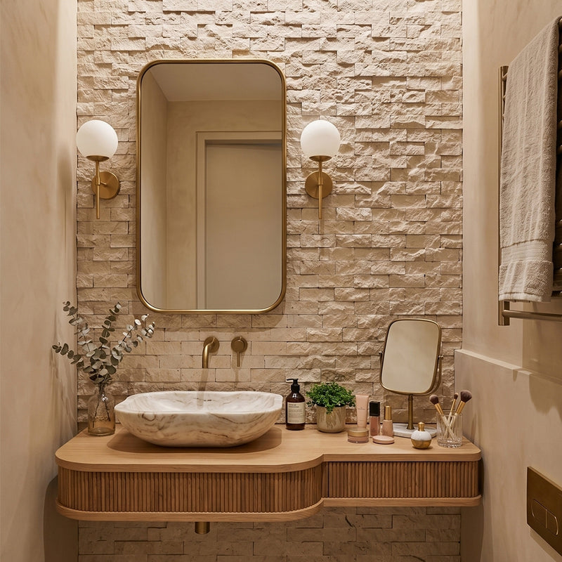 Sahara Beige Rock Face 1x2 Marble Mosaics 12 5/8x12 5/8 Marble Rock Face 12x12 Mosaics — 3