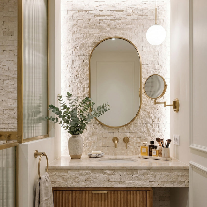 Sahara Beige Rock Face 1x2 Marble Mosaics 12 5/8x12 5/8 Marble Rock Face 12x12 Mosaics — 4