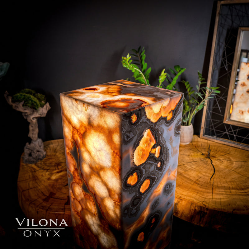 Sahara Onyx Floor Lamp - Exotic - Polished - Medium - 47.5"H x 12"W - Square - #2, photo 8 of 11