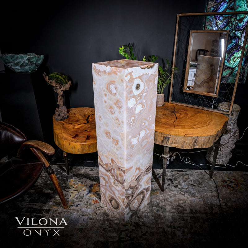 Sahara Onyx Floor Lamp - Exotic - Polished - Medium - 47.5"H x 12"W - Square - #2, photo 3 of 11