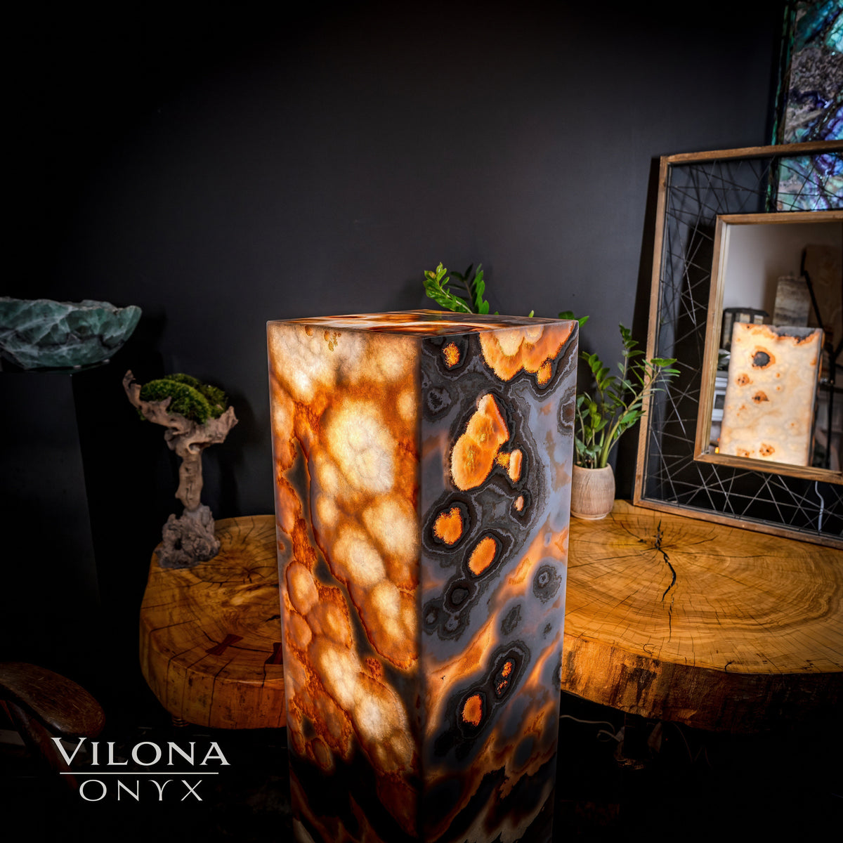 Sahara Onyx Floor Lamp - Exotic - Polished - Medium - 47.5"H x 12"W - Square - #2, photo 7 of 11