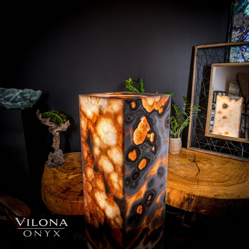 Sahara Onyx Floor Lamp - Exotic - Polished - Medium - 47.5"H x 12"W - Square - #2, photo 7 of 11