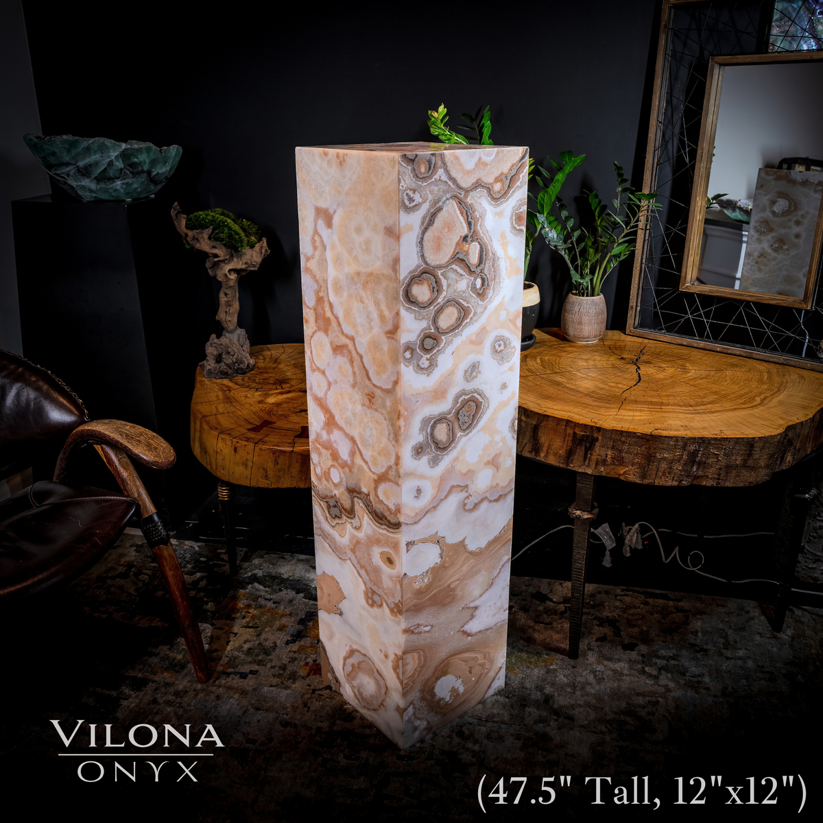 Sahara Onyx Floor Lamp - Exotic - Polished - Medium - 47.5"H x 12"W - Square - #2, photo 2 of 11