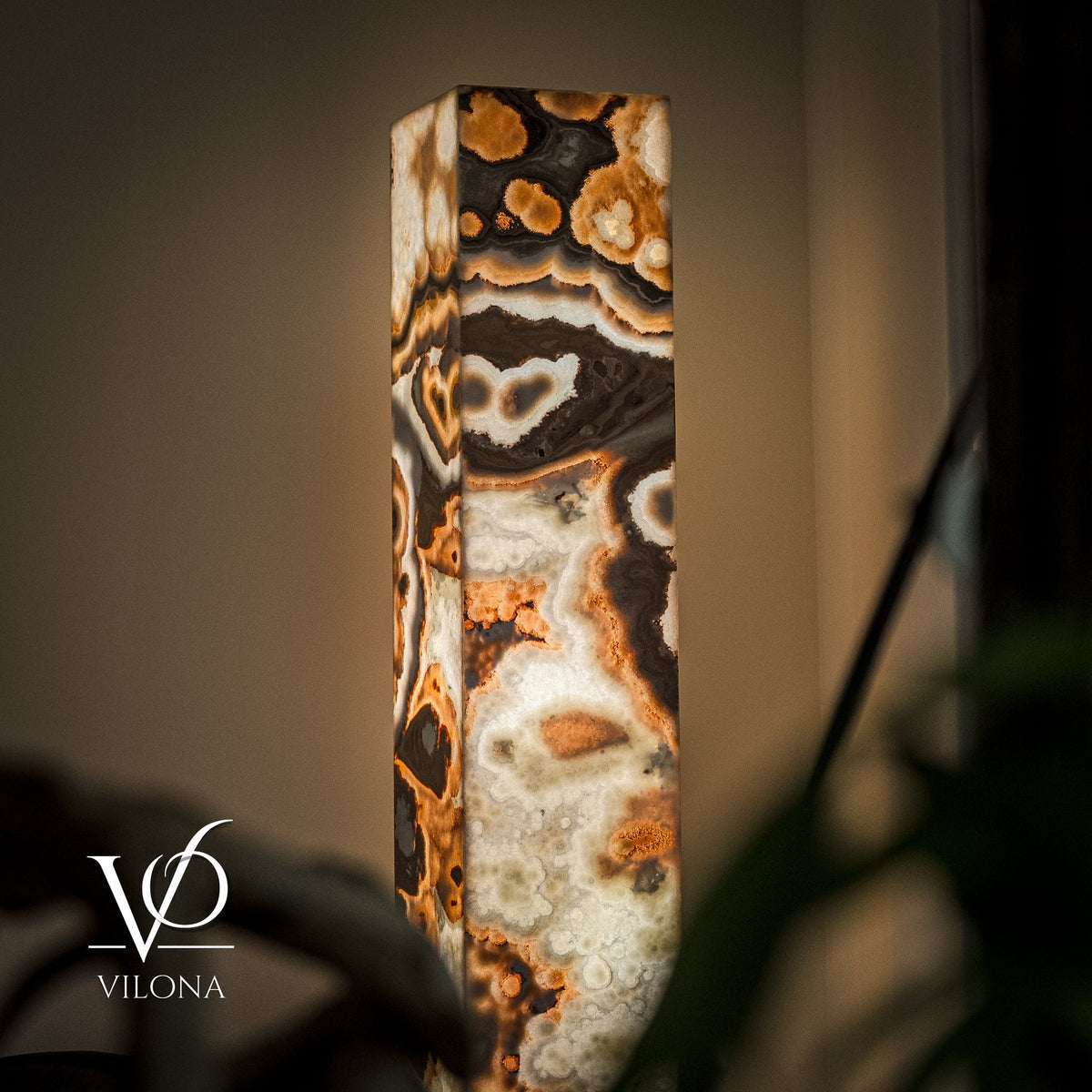 Sahara Onyx Floor Lamp - Exotic - Polished - Medium - 55"H x 12"W - Square - #3, photo 5 of 8