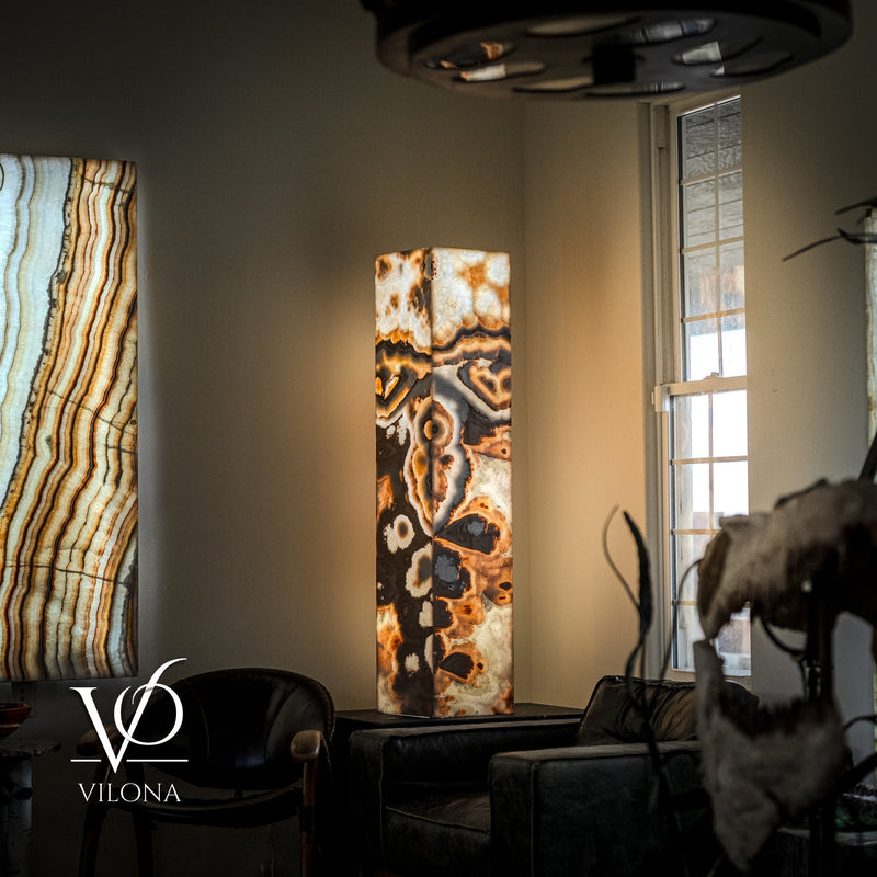 Sahara Onyx Floor Lamp - Exotic - Polished - Medium - 55"H x 12"W - Square - #3, photo 3 of 8