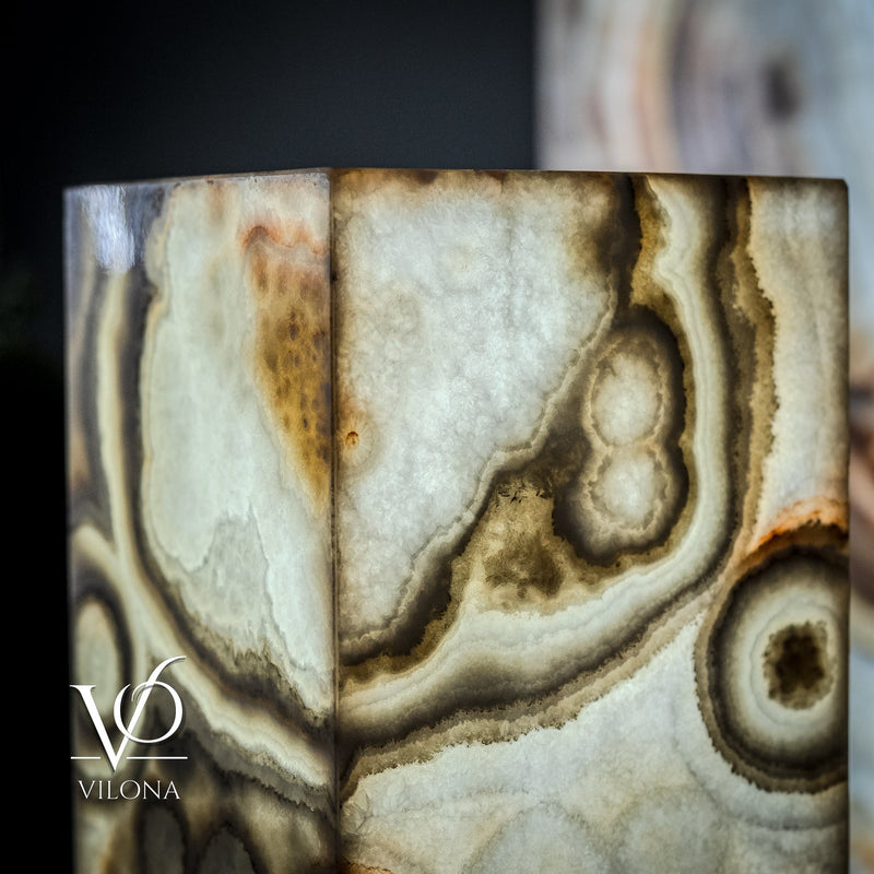 Sahara Onyx Floor Lamp - Exotic - Polished - Medium - 47.5"H x 12"W - Square - #4, photo 4 of 6