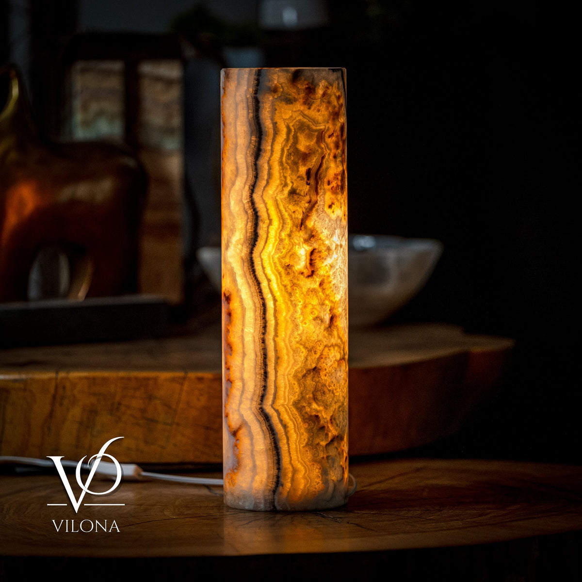 Sahara Onyx Lamp (Cylinder Table Lamp #11), photo 3 of 5