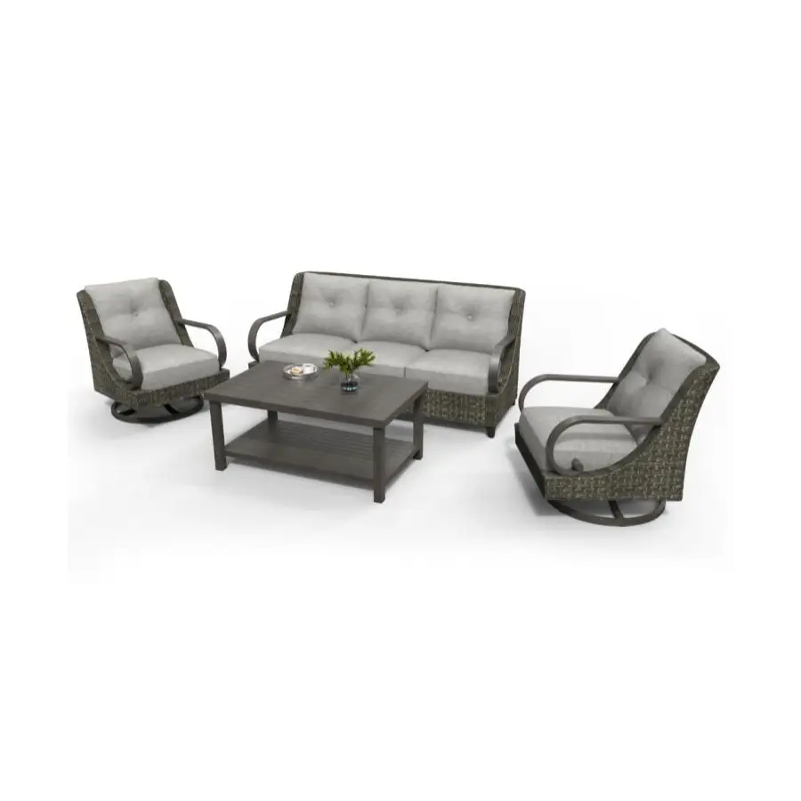 Brooks 4-Piece Aluminum Living Room Set With Swivel Chairs by Outdoor-USA®