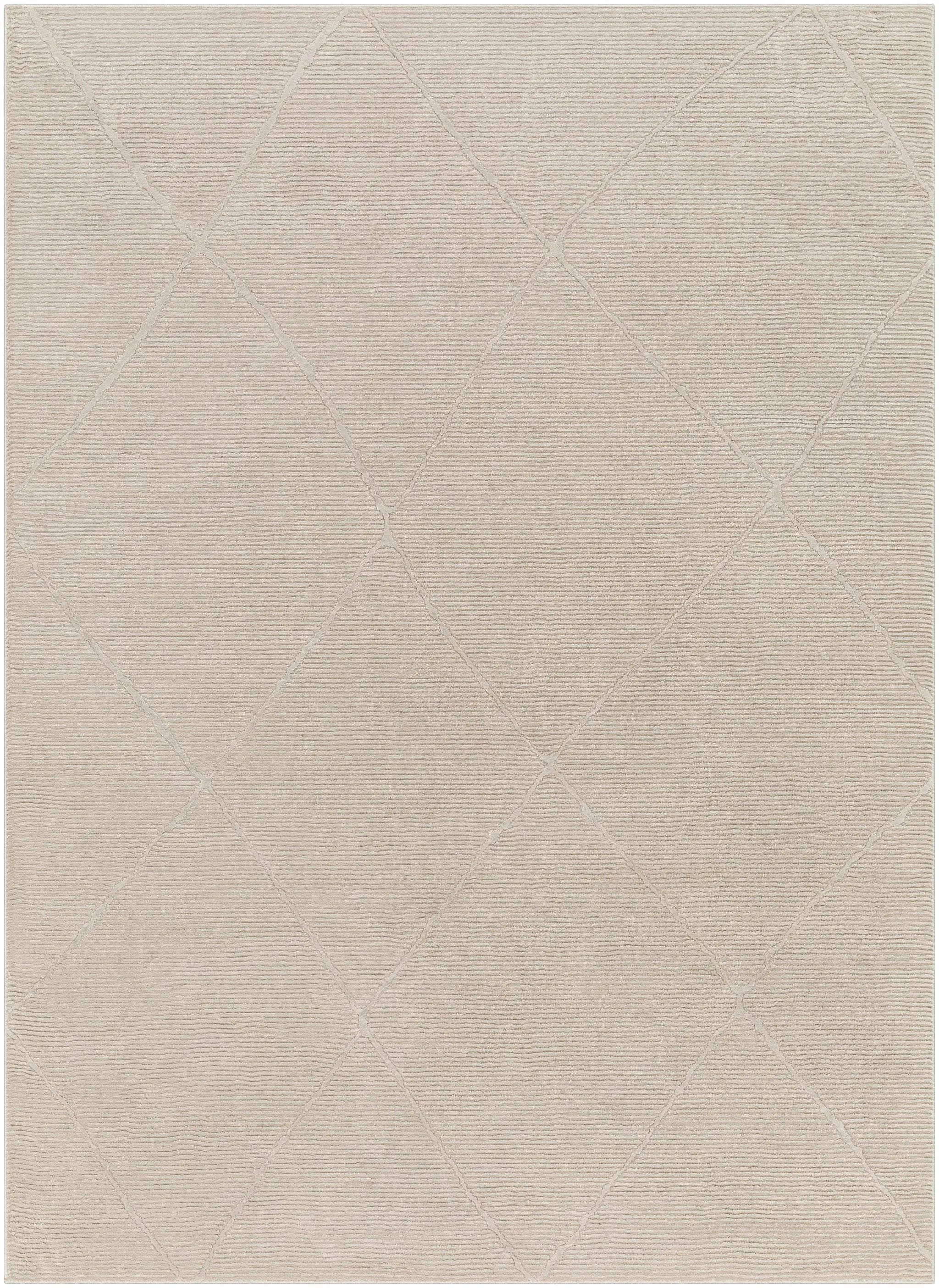 Aldis Tan Plush Textured Washable Rug - Clearance by Boutique Rugs