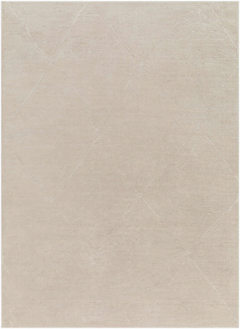 Aldis Tan Plush Textured Washable Rug - Clearance by Boutique Rugs