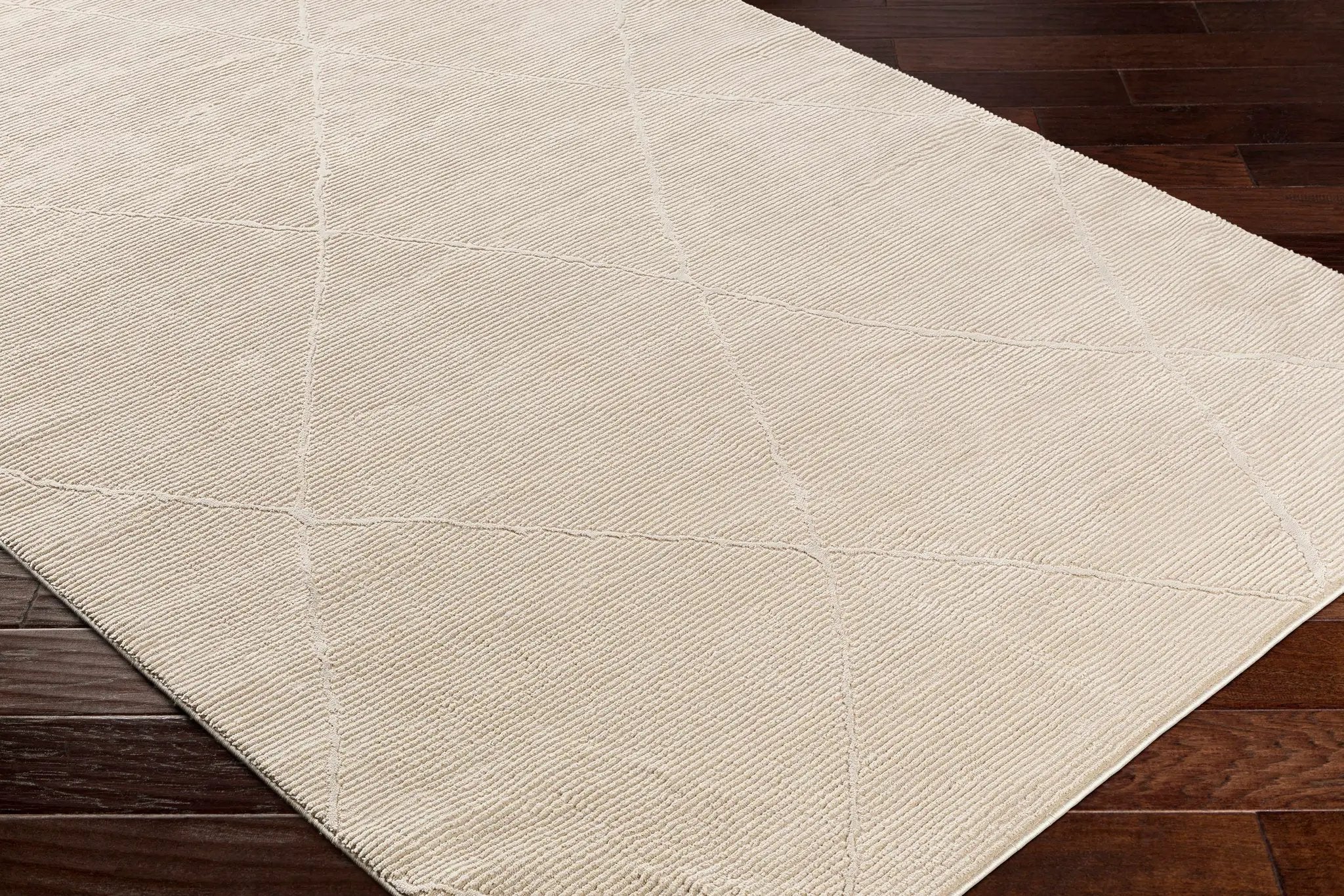 Aldis Tan Plush Textured Washable Rug - Clearance by Boutique Rugs
