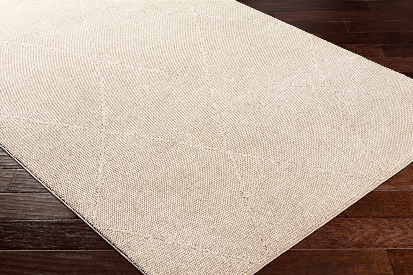 Aldis Tan Plush Textured Washable Rug - Clearance by Boutique Rugs
