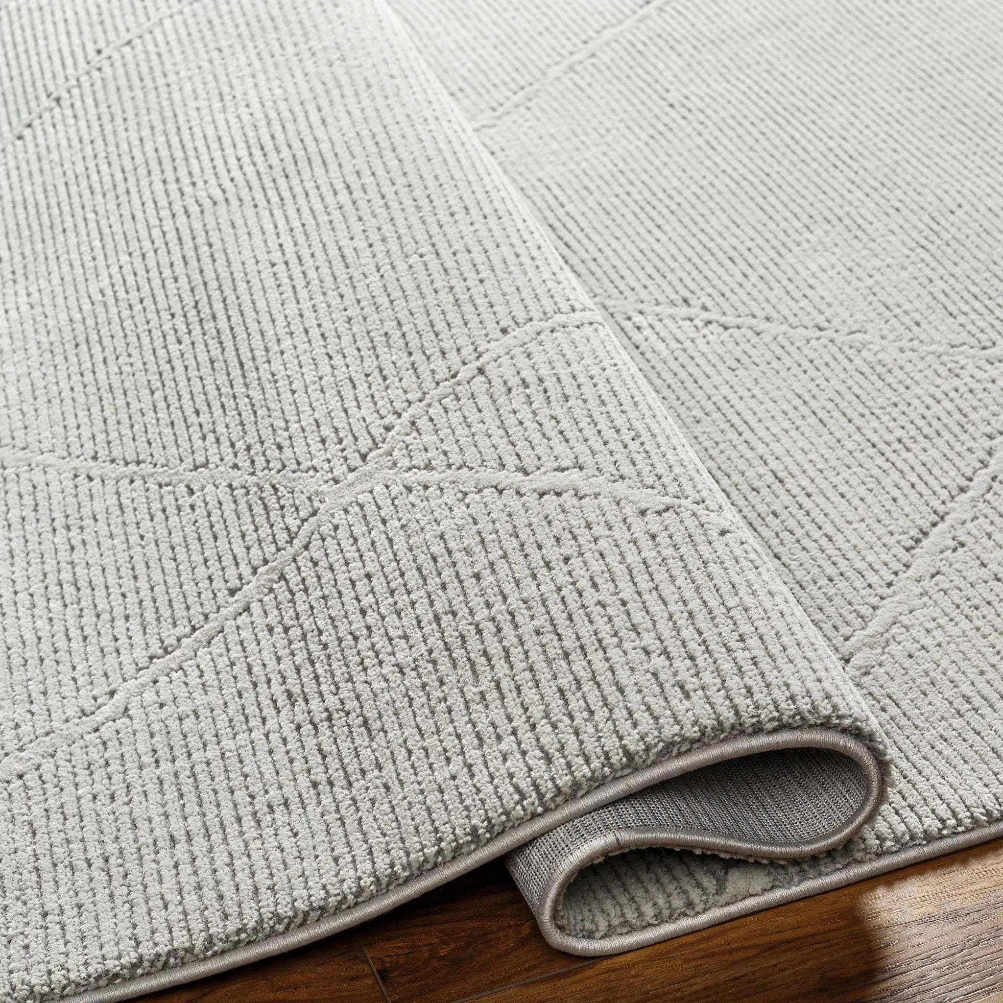 Aldis Grey Plush Textured Washable Rug - Clearance by Boutique Rugs