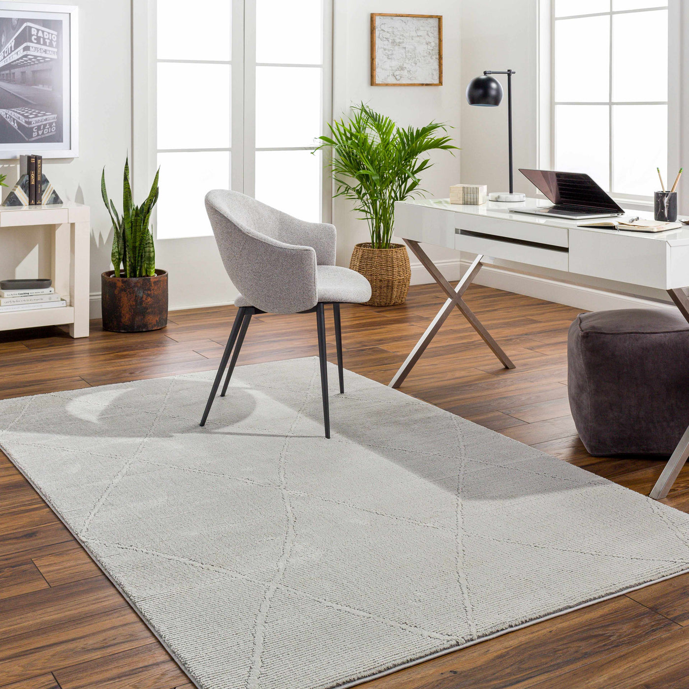 Aldis Grey Plush Textured Washable Rug - Clearance by Boutique Rugs
