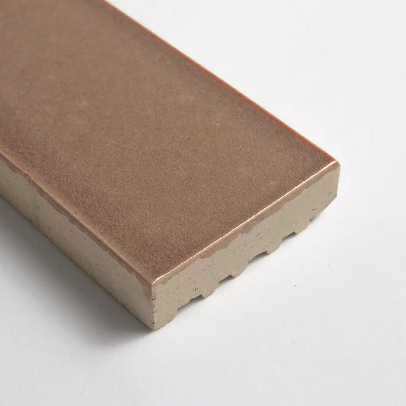 Salmon Leather Subway Glazed Terracotta Tiles 2 1/4x7 9/16 by Stonetiledepot
