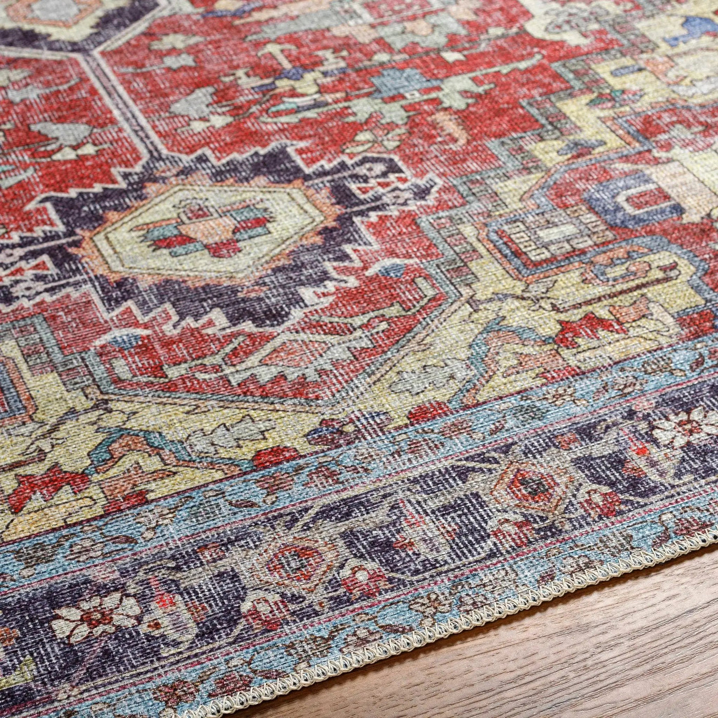 Reza Red Washable Rug - Clearance by Boutique Rugs