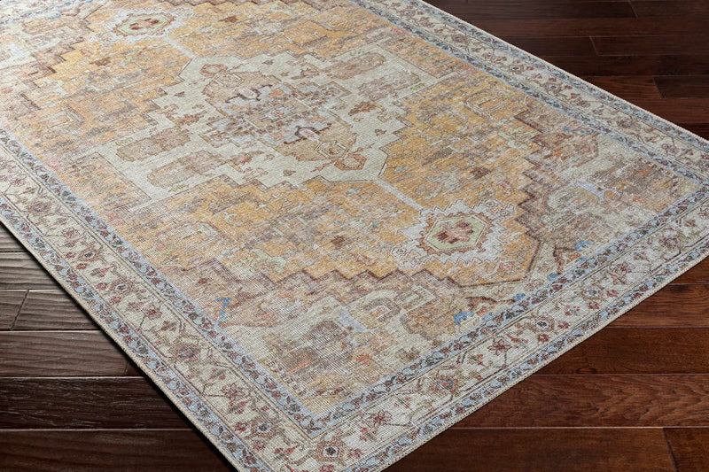 Reza Mustard Washable Rug - Clearance by Boutique Rugs