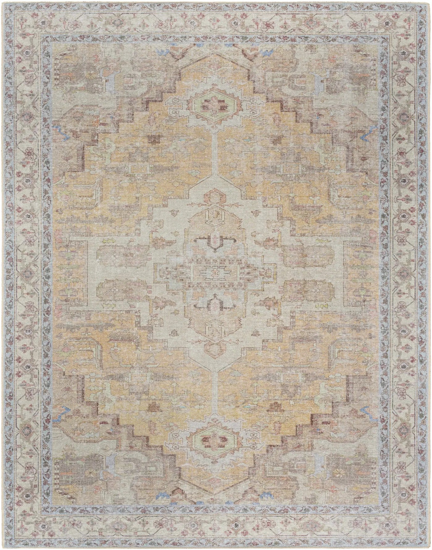 Reza Mustard Washable Rug - Clearance by Boutique Rugs