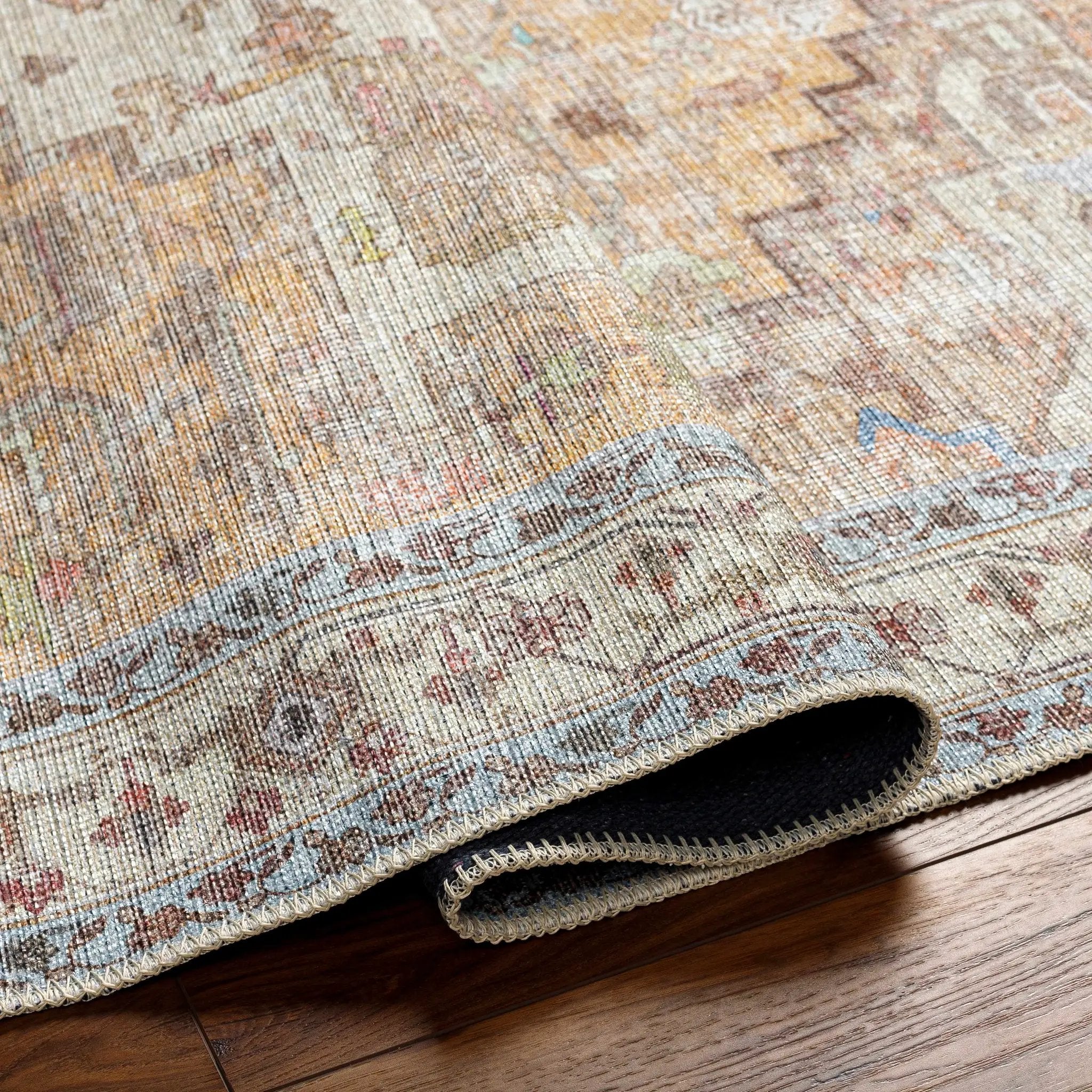 Reza Mustard Washable Rug - Clearance by Boutique Rugs