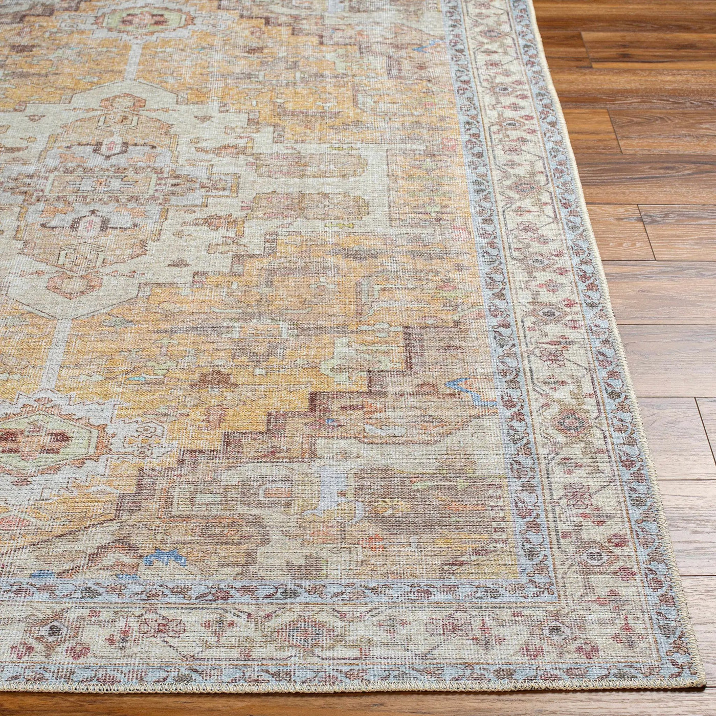 Reza Mustard Washable Rug - Clearance by Boutique Rugs