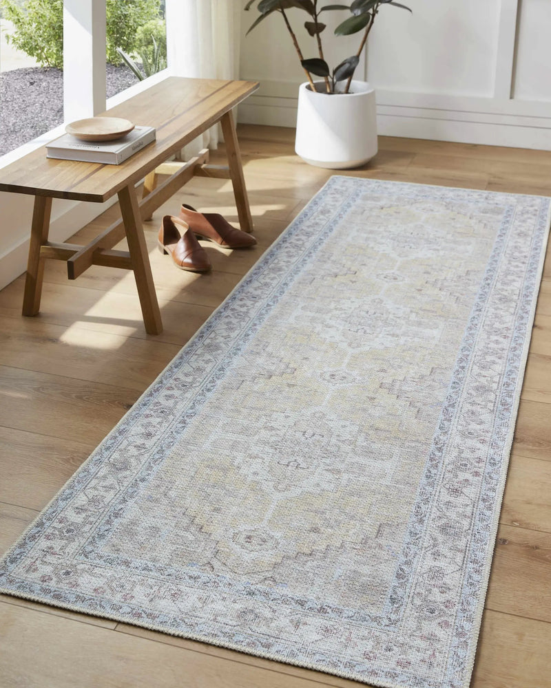 Reza Mustard Washable Rug - Clearance by Boutique Rugs