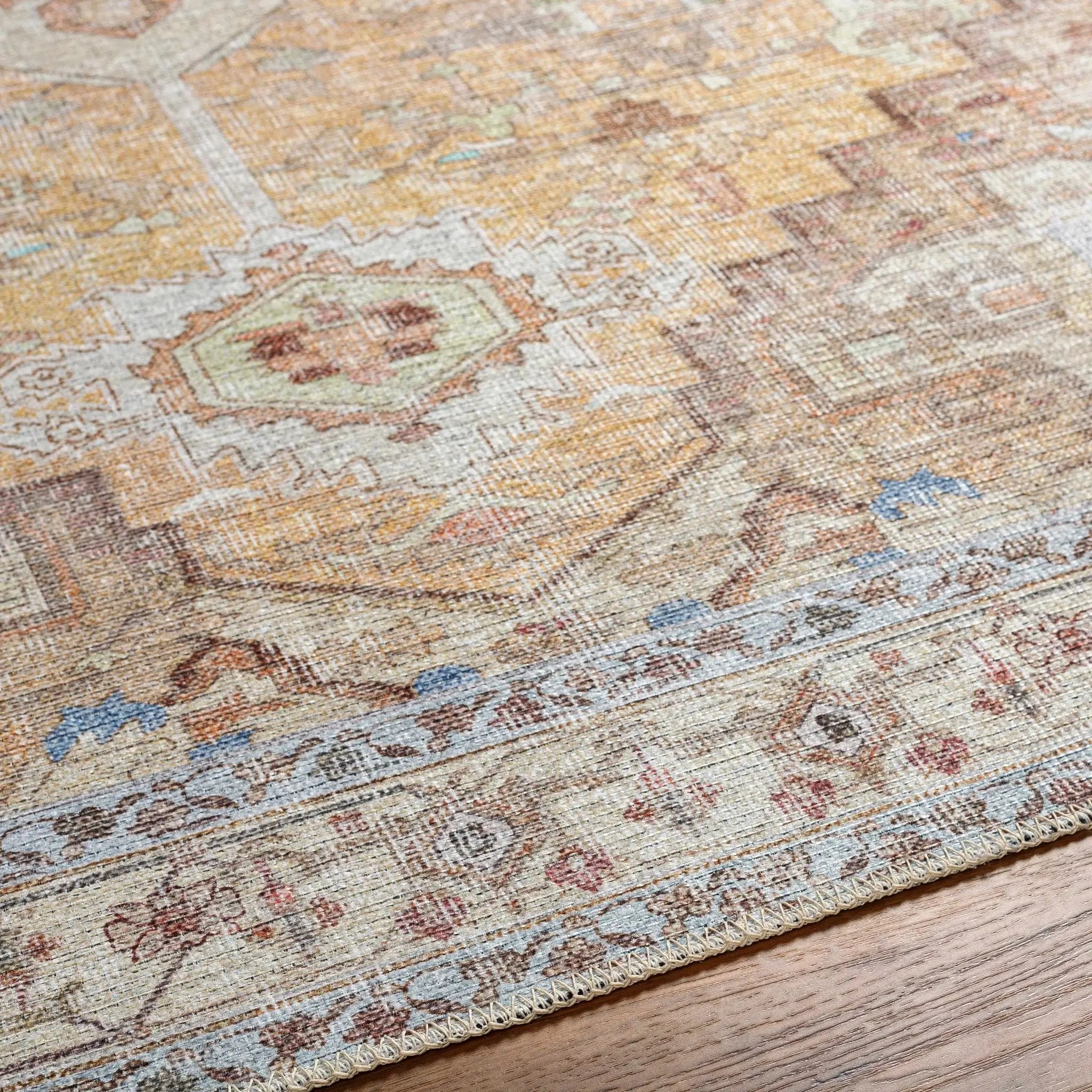 Reza Mustard Washable Rug - Clearance by Boutique Rugs