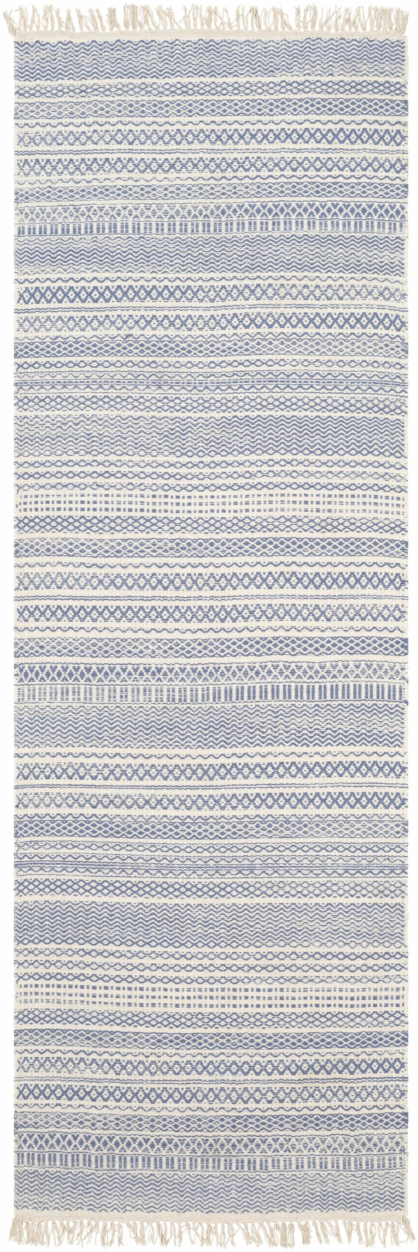 Sanc Blue/Cream Flatweave Wool Rug - Clearance by Boutique Rugs