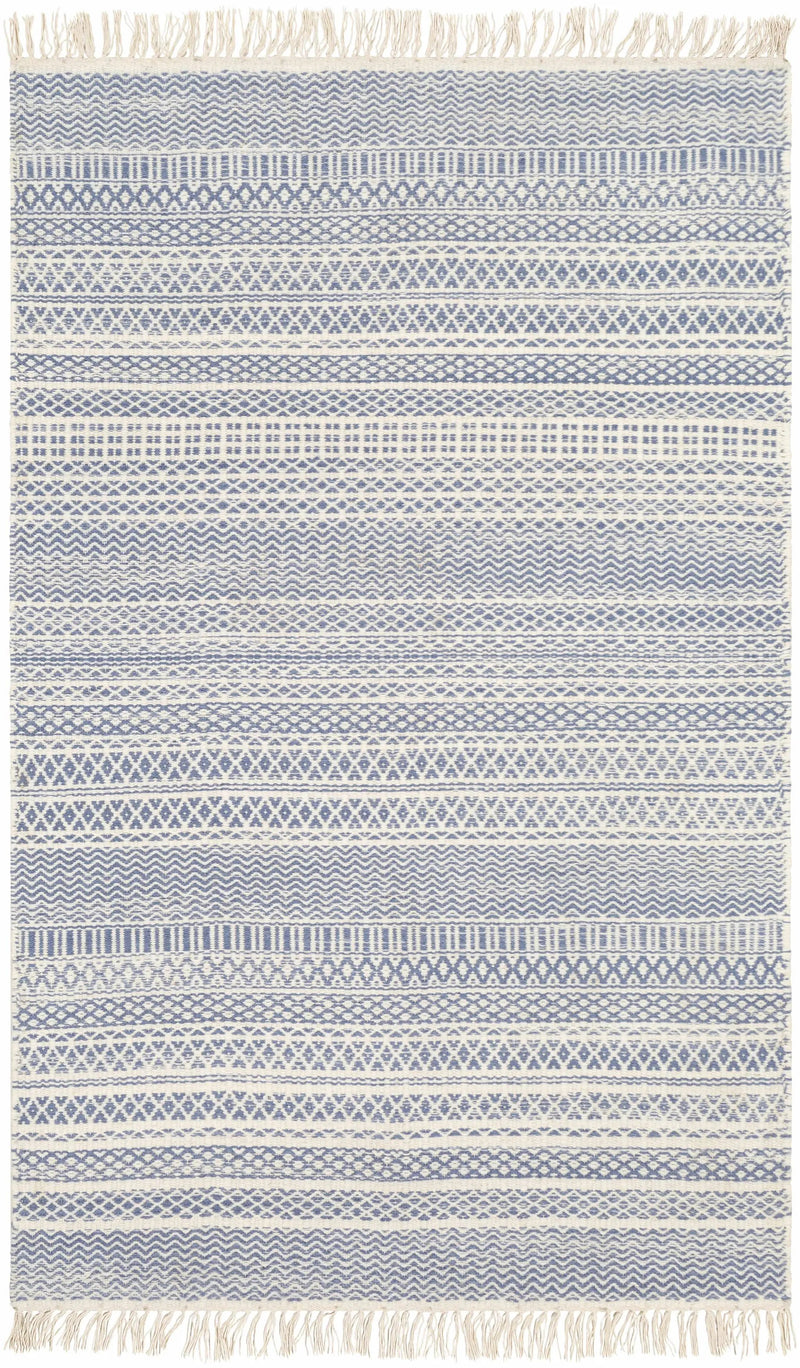 Sanc Blue/Cream Flatweave Wool Rug - Clearance by Boutique Rugs