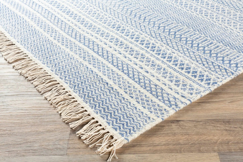 Sanc Blue/Cream Flatweave Wool Rug - Clearance by Boutique Rugs