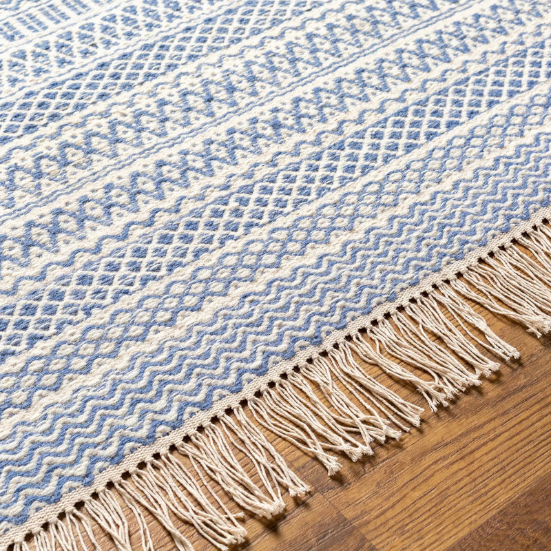 Sanc Blue/Cream Flatweave Wool Rug - Clearance by Boutique Rugs