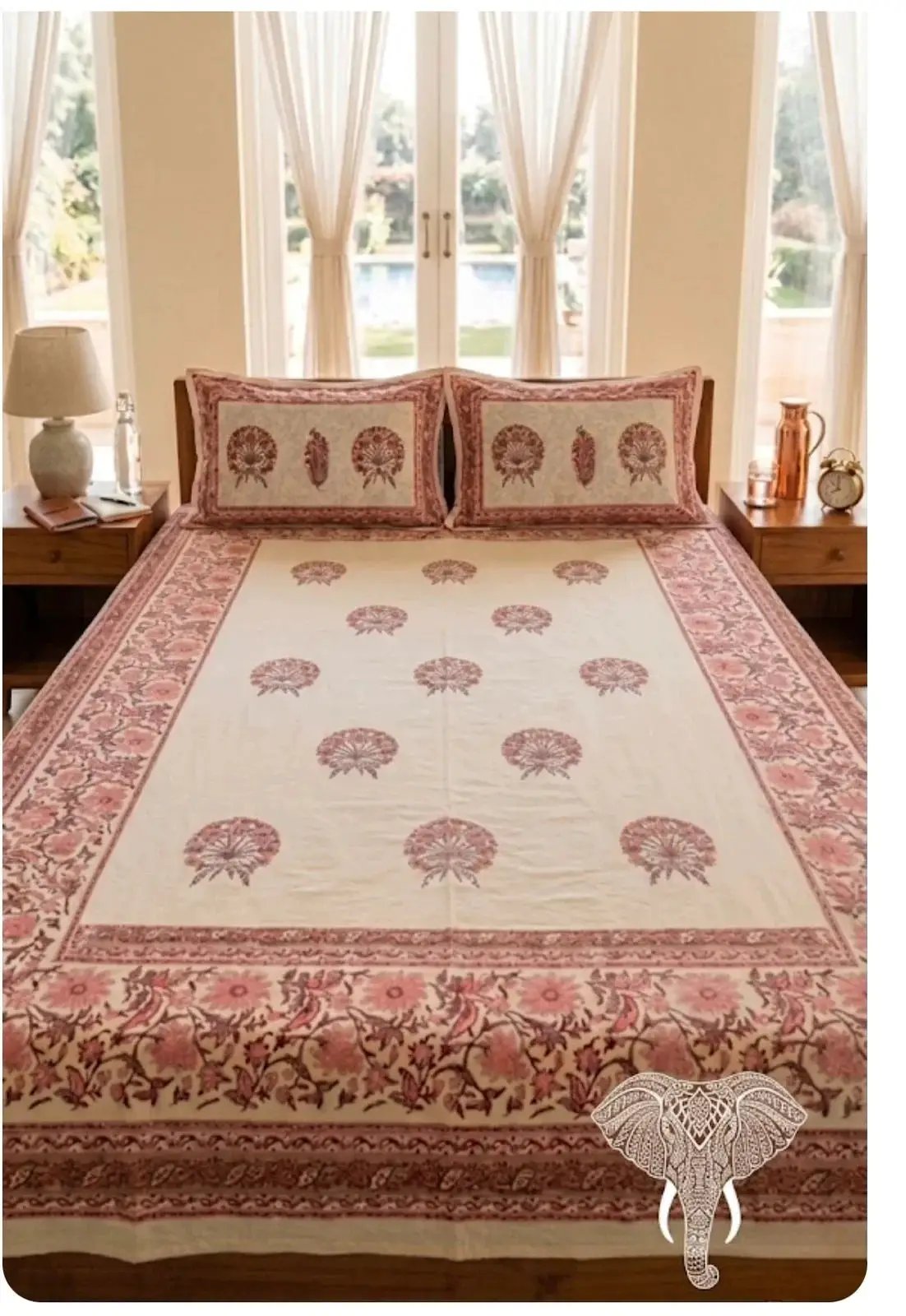 Sanganeri Heritage Hand-Block Printed Bedsheet Set | 100% Fine Cotton by House Of Avana