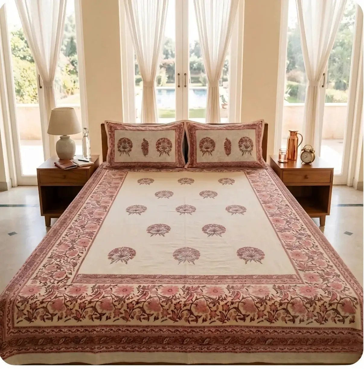 Sanganeri Heritage Hand-Block Printed Bedsheet Set | 100% Fine Cotton by House Of Avana