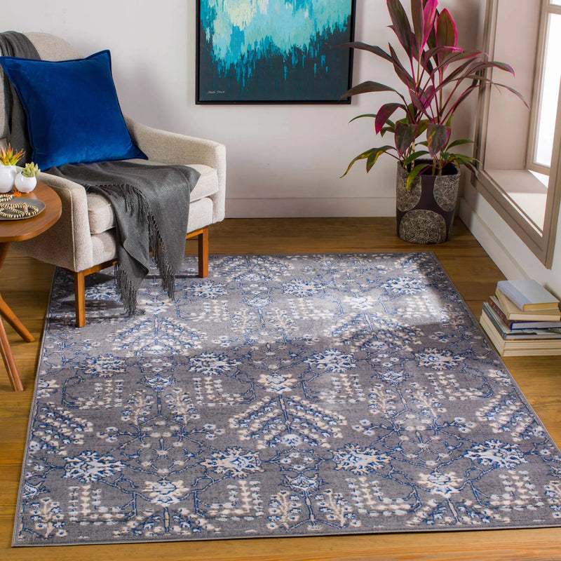 Sapinero Gray Floral Rug - Clearance by Boutique Rugs