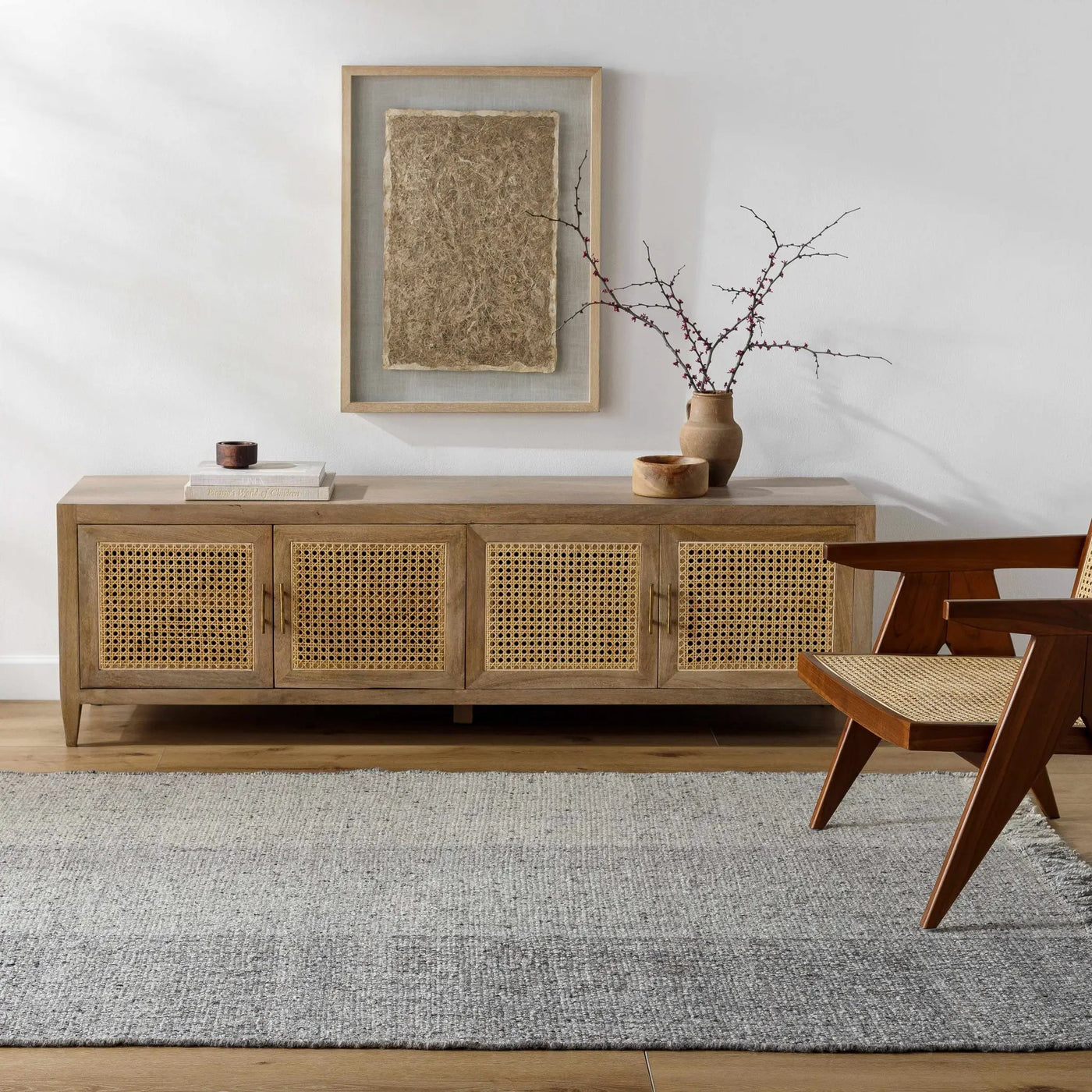 Penha Gray Monochrome Wool Area Rug - Clearance by Boutique Rugs