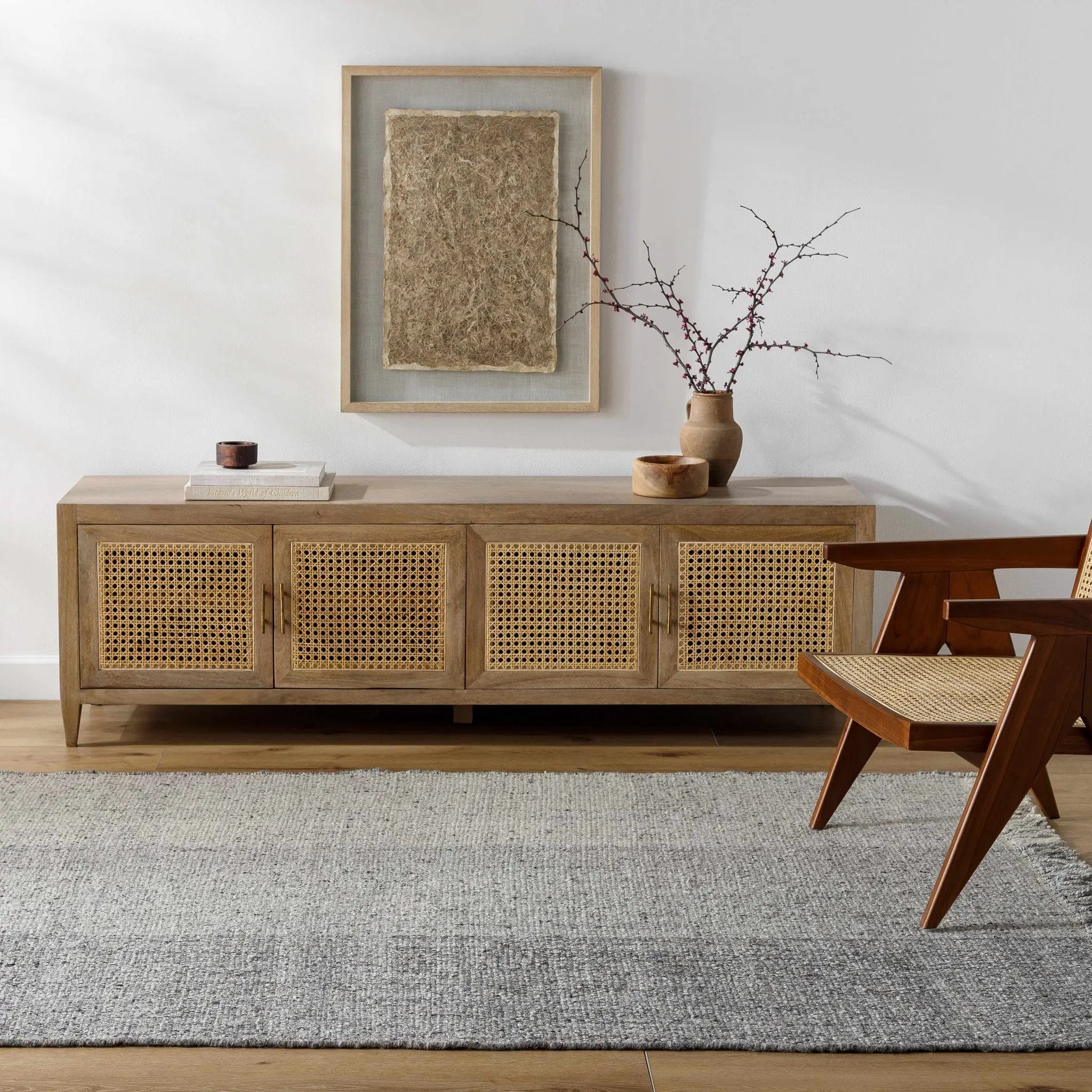 Penha Gray Monochrome Wool Area Rug - Clearance by Boutique Rugs
