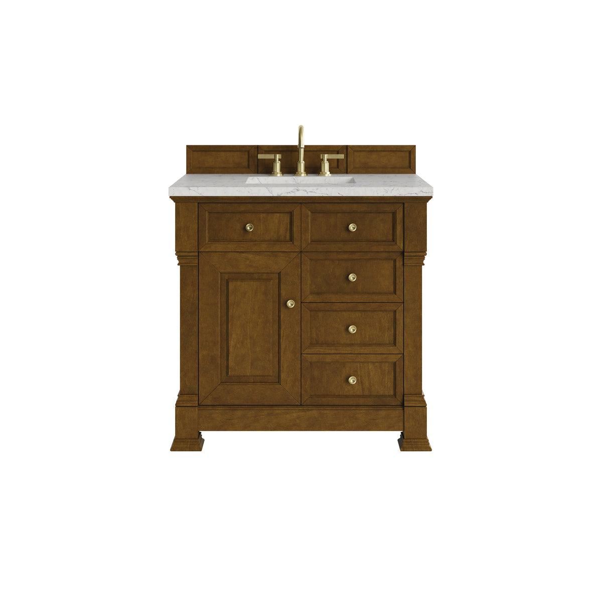 James Martin Brookfield 36" Single Bathroom Vanity, Honey Oak with Eternal Jasmine Pearl countertop