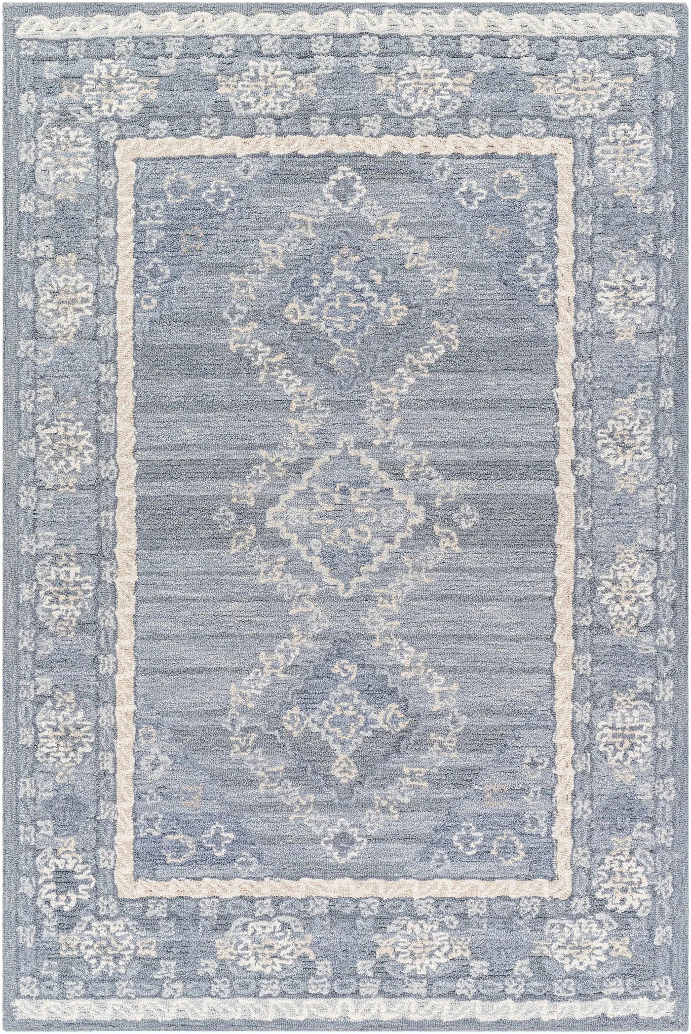 Alena Gray Blue Wool Blend Area Rug - Clearance by Boutique Rugs