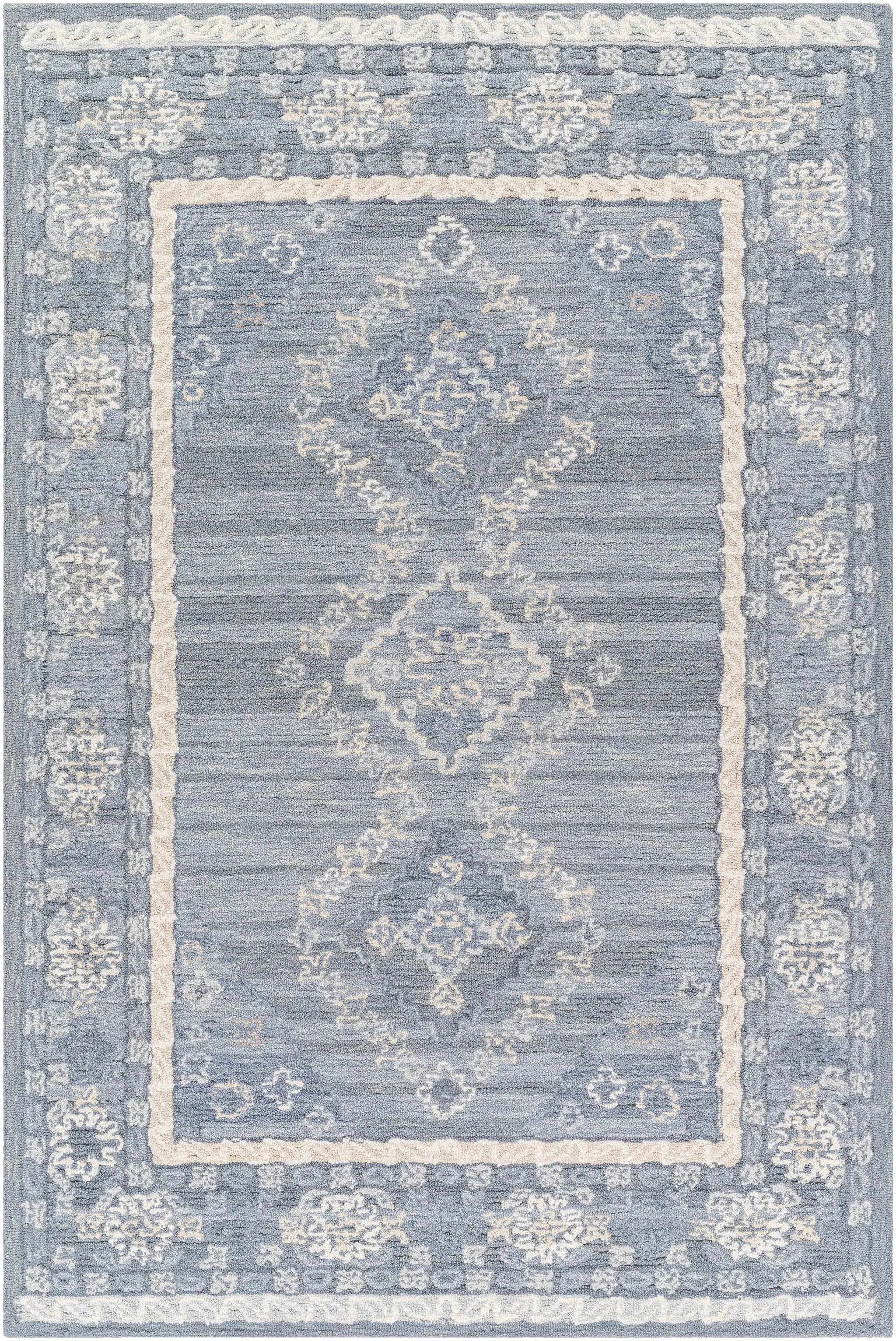 Alena Gray Blue Wool Blend Area Rug - Clearance by Boutique Rugs