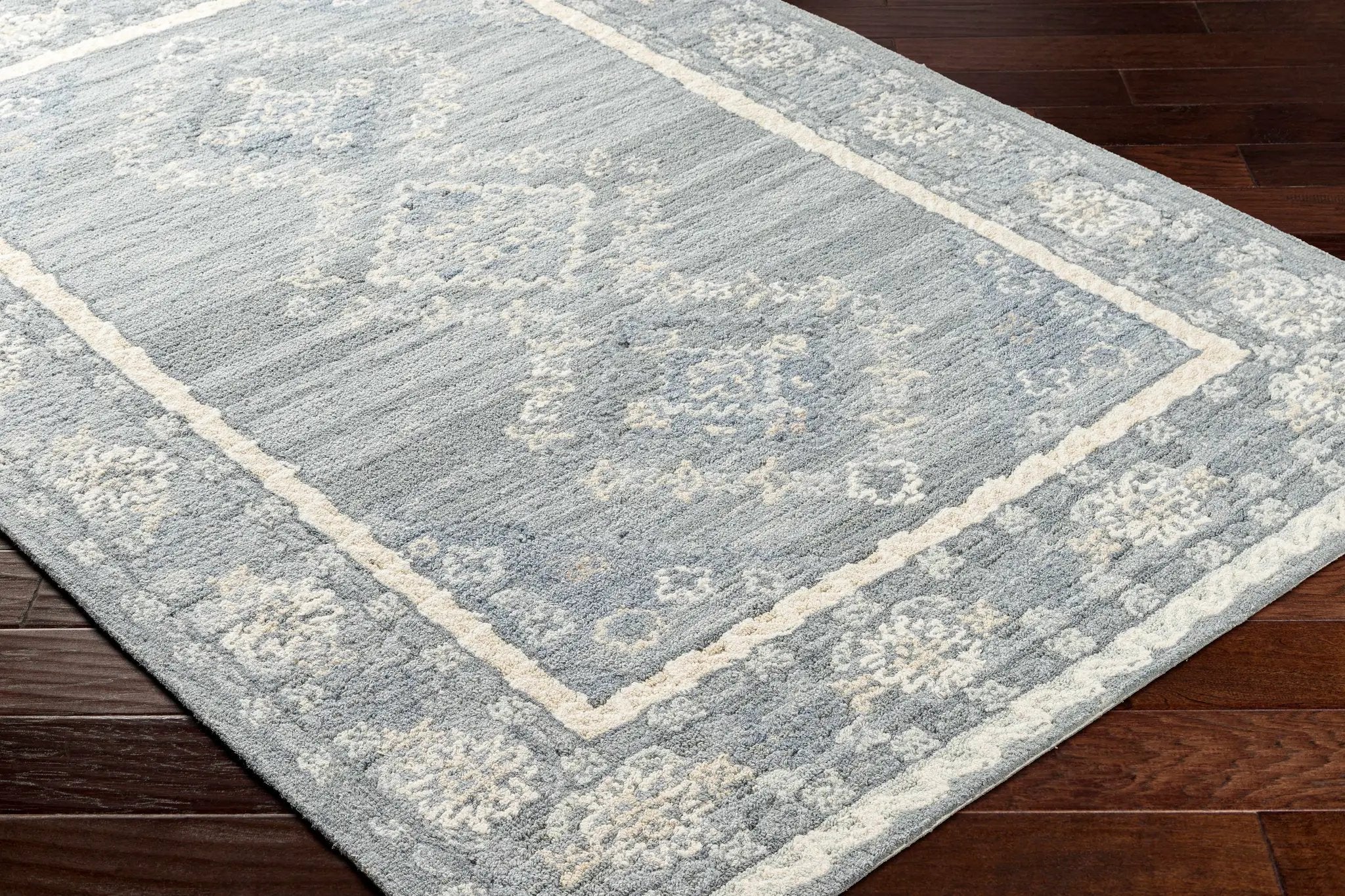 Alena Gray Blue Wool Blend Area Rug - Clearance by Boutique Rugs