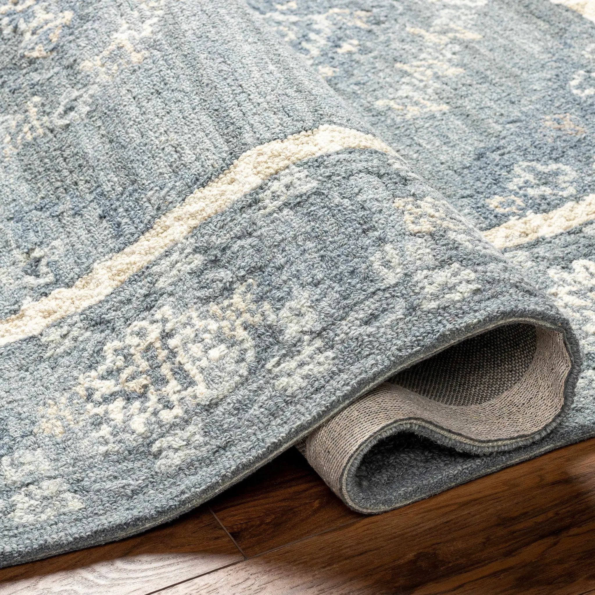 Alena Gray Blue Wool Blend Area Rug - Clearance by Boutique Rugs