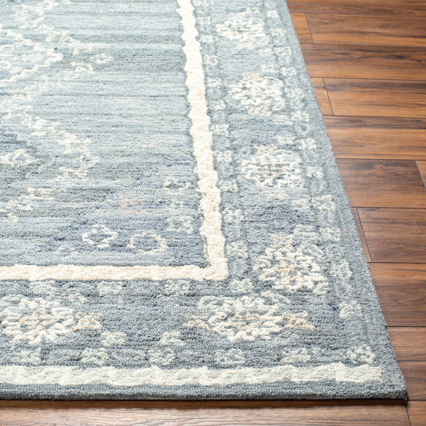 Alena Gray Blue Wool Blend Area Rug - Clearance by Boutique Rugs
