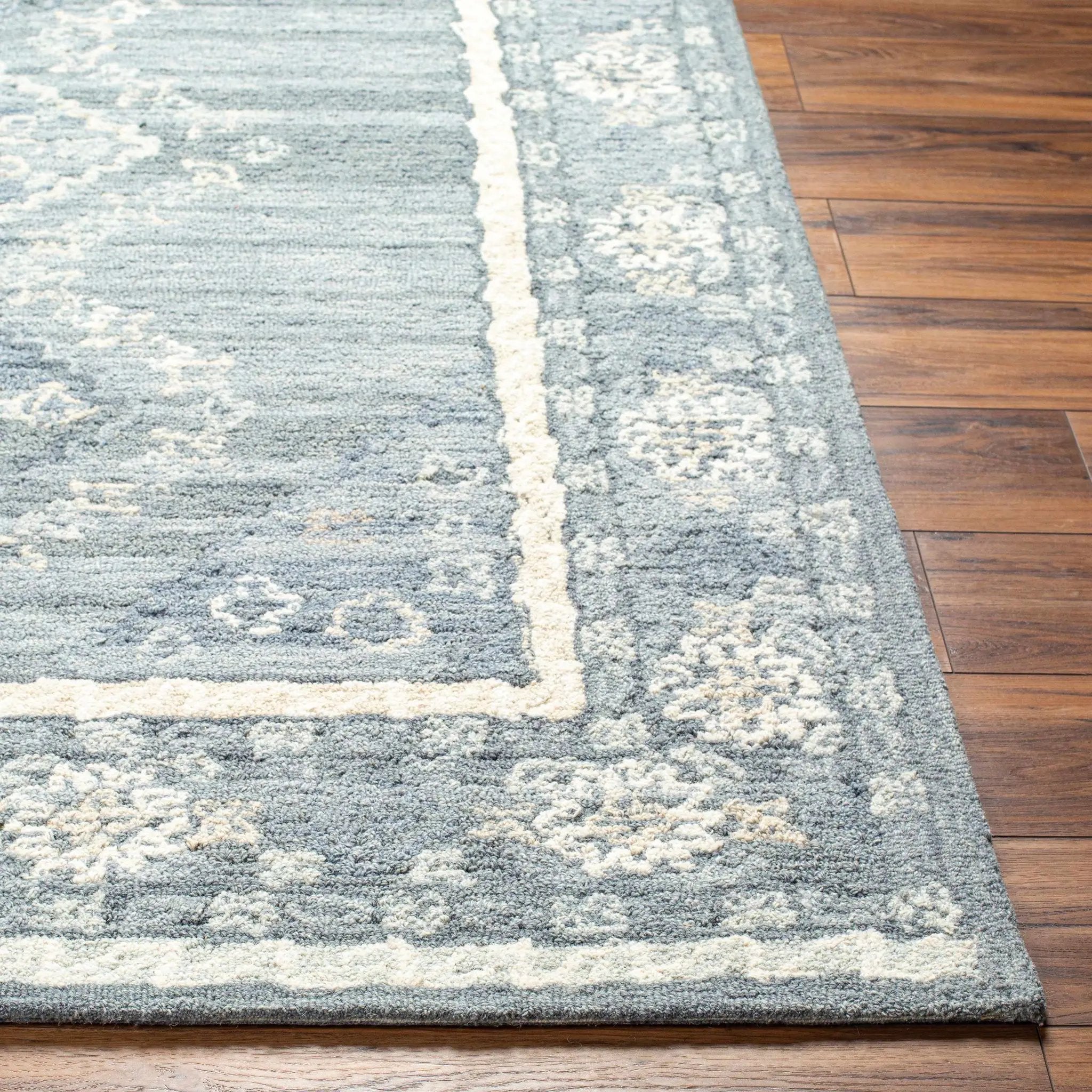 Alena Gray Blue Wool Blend Area Rug - Clearance by Boutique Rugs