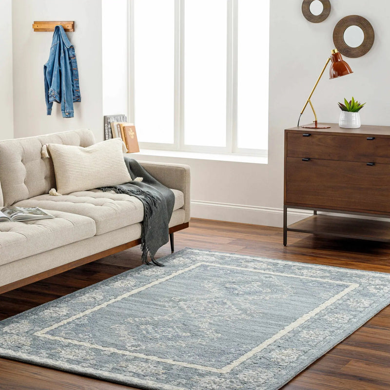 Alena Gray Blue Wool Blend Area Rug - Clearance by Boutique Rugs