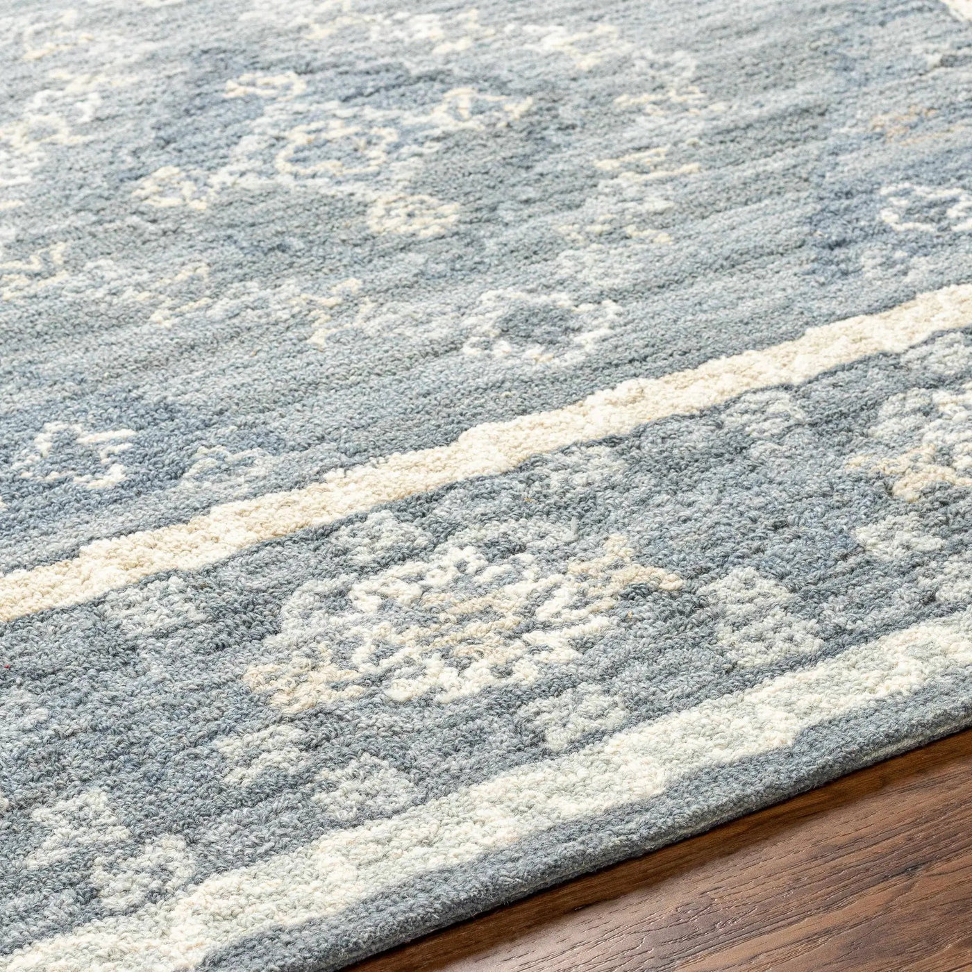 Alena Gray Blue Wool Blend Area Rug - Clearance by Boutique Rugs