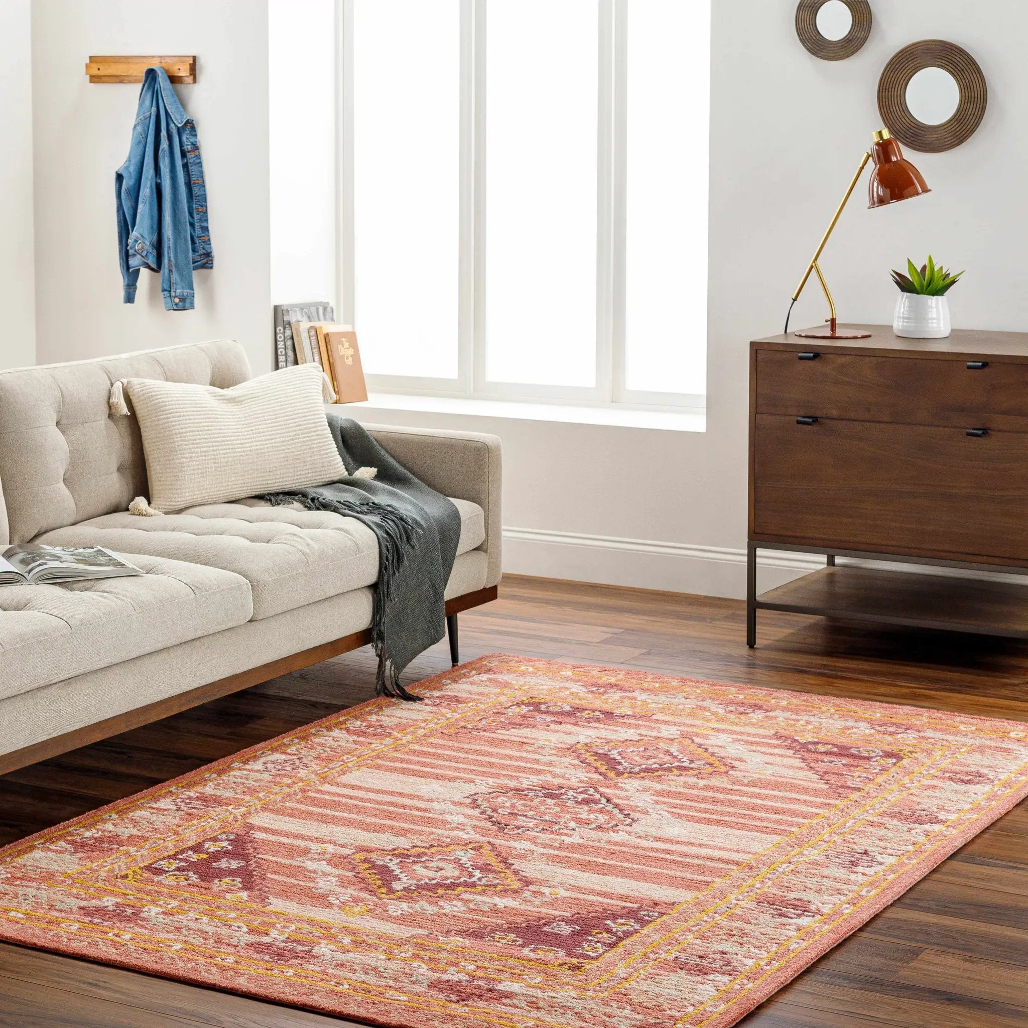 Alena Peach Wool Blend Area Rug - Clearance by Boutique Rugs